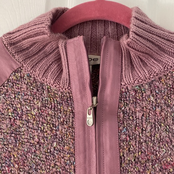 New dusty mauve tweed zip up sweater w/pleater & matching scarf-smoke free home - Picture 3 of 11